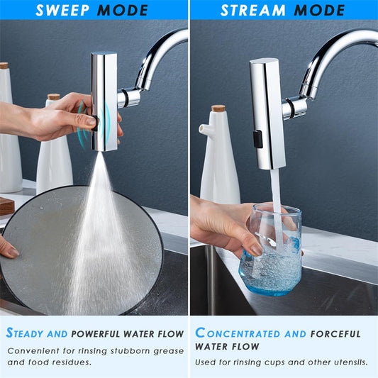 3-in-1 Kitchen Faucet – Pull Down Sprayer with Waterfall, Shower & Scraper Modes
