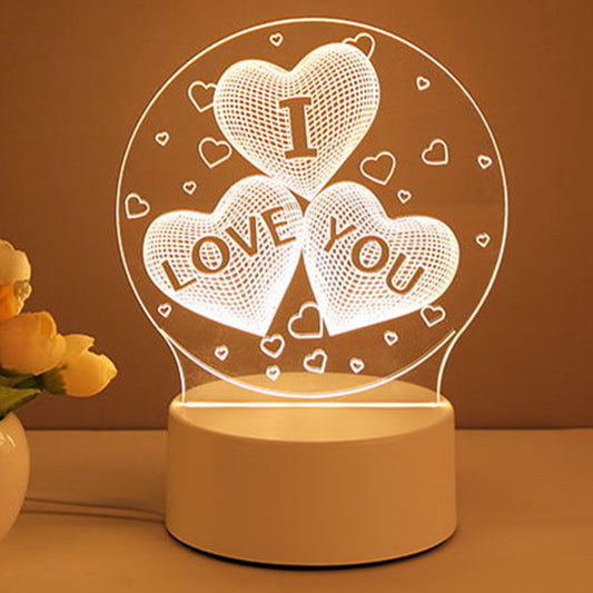 3D Acrylic LED Night Lamp – USB Neon Sign Light for Home, Room Decor & Gifts