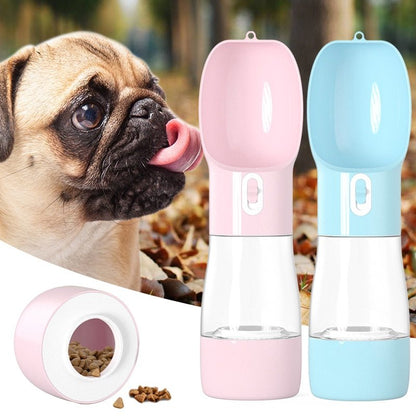 2-in-1 Dog Water Bottle & Food Dispenser – Portable Leak-Proof Travel Cup
