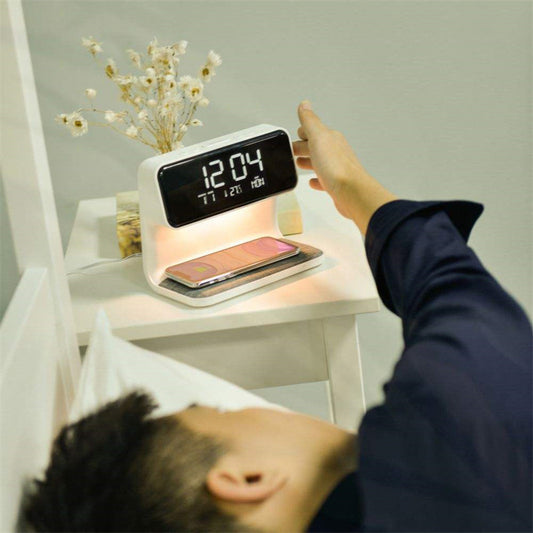 3-in-1 Bedside Lamp – Wireless Charger, Alarm Clock & Touch LED Desk Lamp ✨