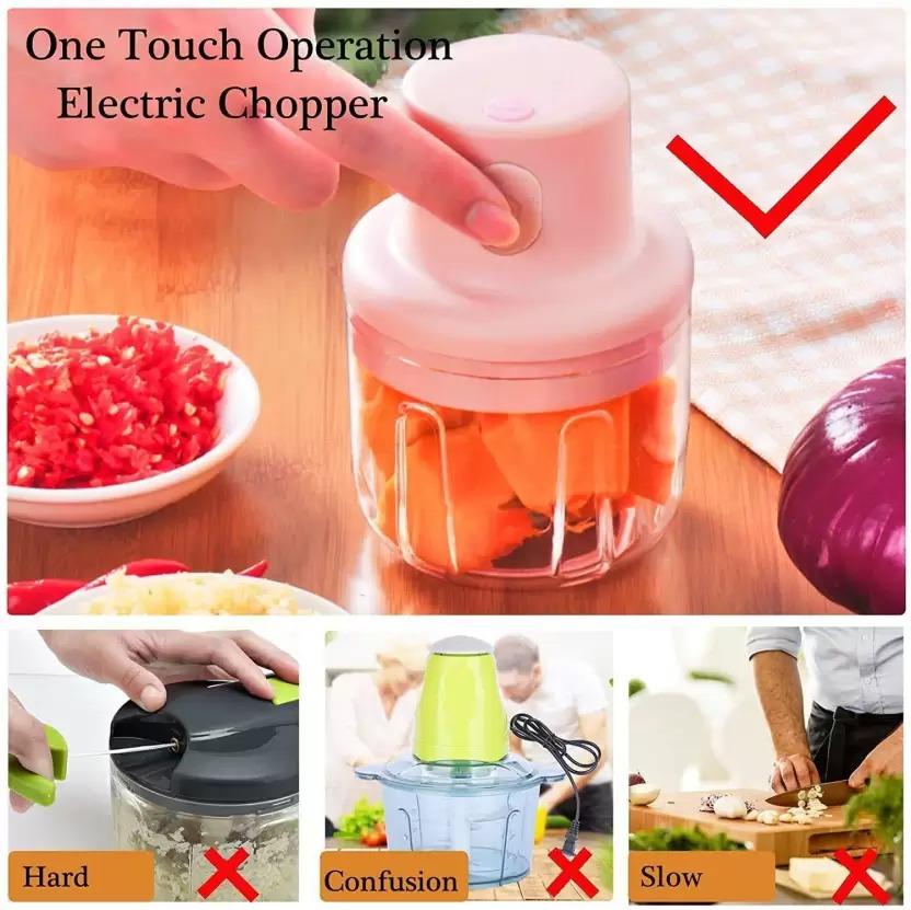 USB Rechargeable Mini Electric Vegetable Chopper – 250ml