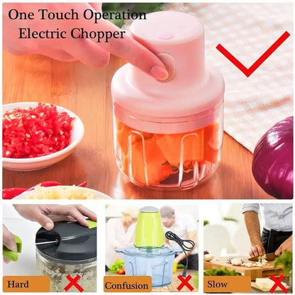 USB Rechargeable Mini Electric Vegetable Chopper – 250ml