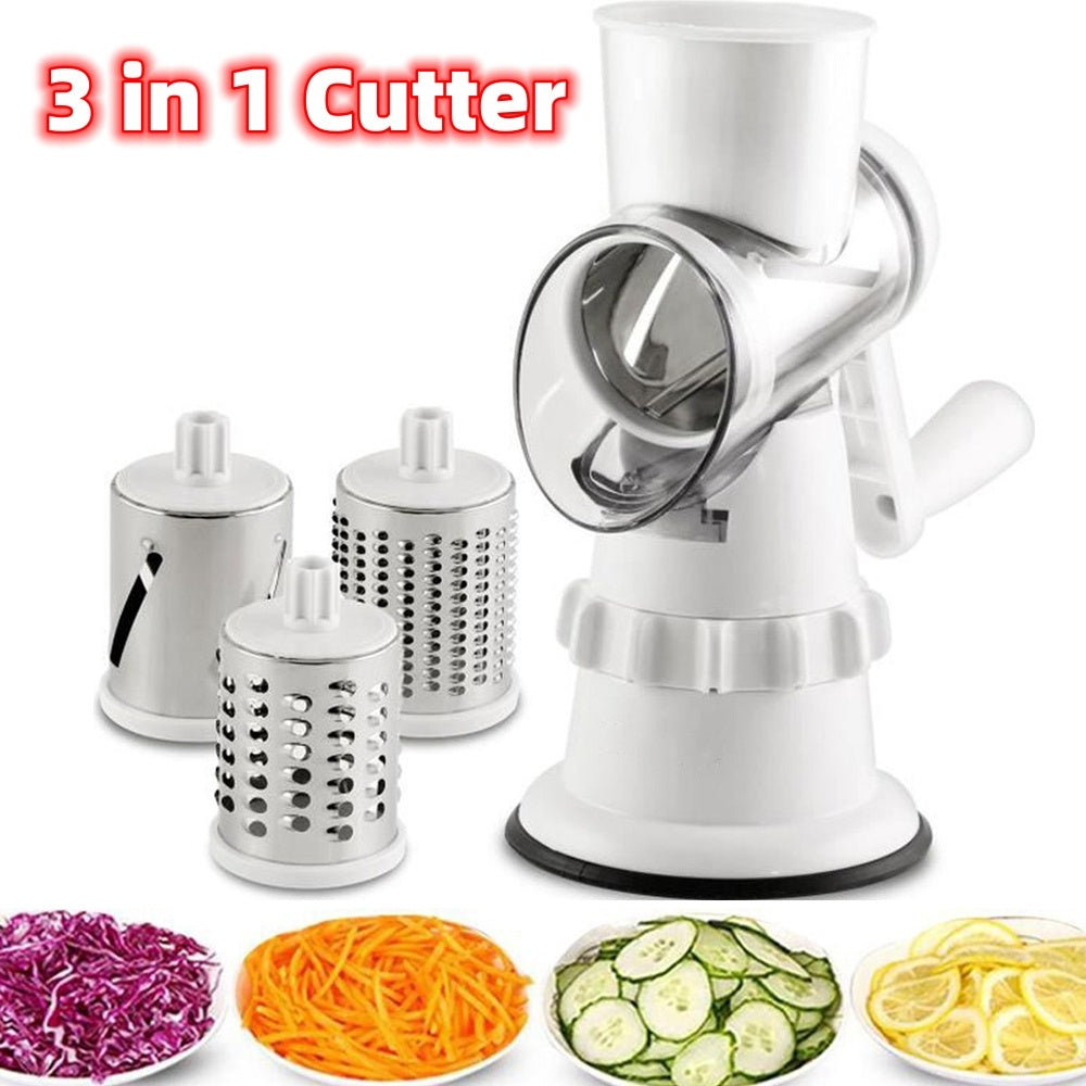 3 in 1 Vegetable Slicer Manual Grater Shredder Cutter Kitchen Gadget