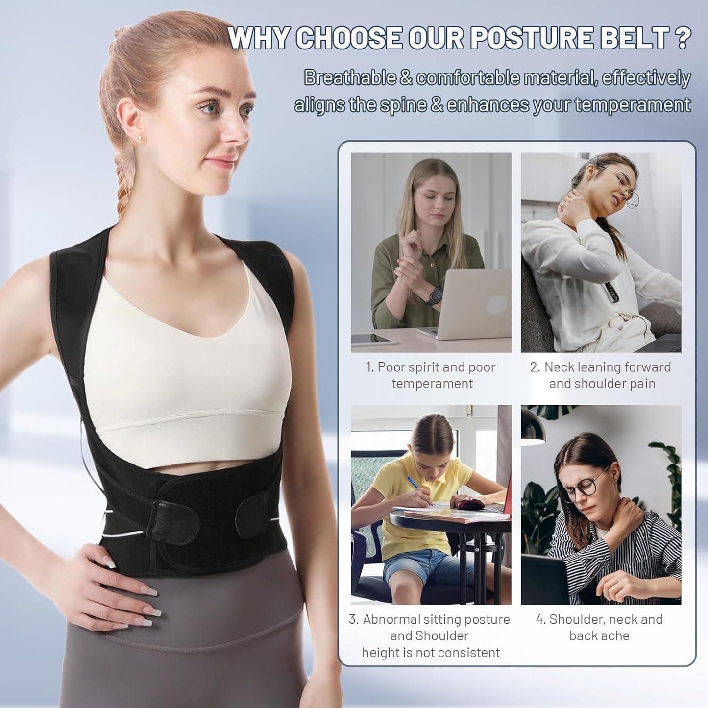 Adjustable Posture Corrector Belt for Men & Women | Upper Back & Shoulder Support