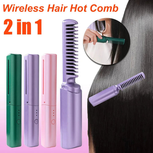 Professional Wireless Hair Straightener & Curler Brush