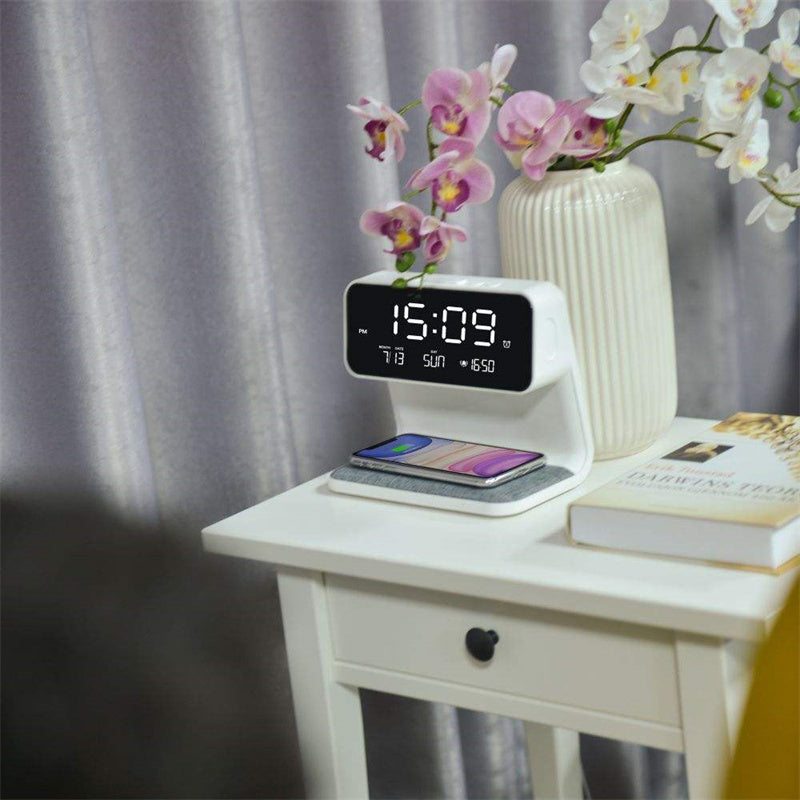 3-in-1 Bedside Lamp – Wireless Charger, Alarm Clock & Touch LED Desk Lamp ✨