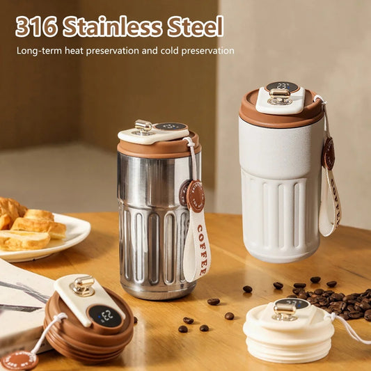 Smart Digital Thermos Bottle – 450ml Stainless Steel Coffee Mug ☕❄️