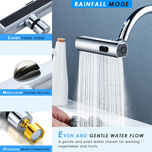 3-in-1 Kitchen Faucet – Pull Down Sprayer with Waterfall, Shower & Scraper Modes