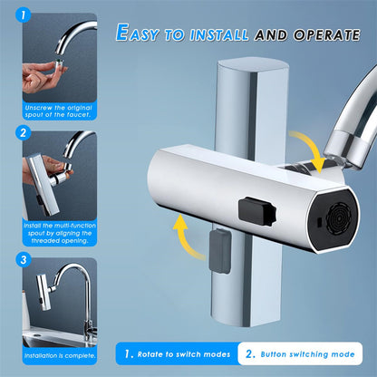 3-in-1 Kitchen Faucet – Pull Down Sprayer with Waterfall, Shower & Scraper Modes