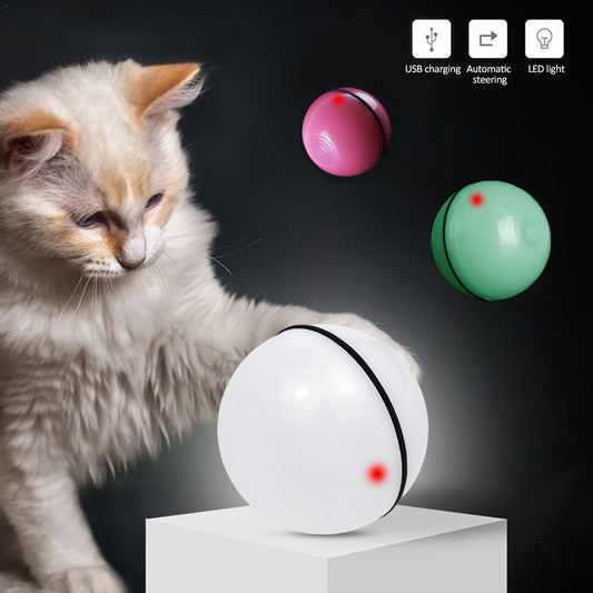 Interactive LED Cat Toy Ball – 360° Rotating, Catnip & Rechargeable